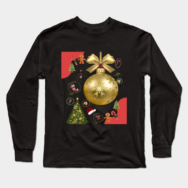 Christmas Time Decorations Long Sleeve T-Shirt by The Global Worker